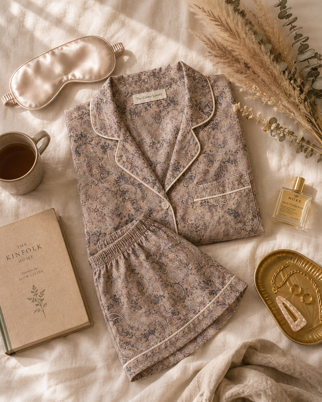 Luxury Lyocell Pajama Set | Classic Paisley Soft Sleepwear | Long & Short Lounge Set