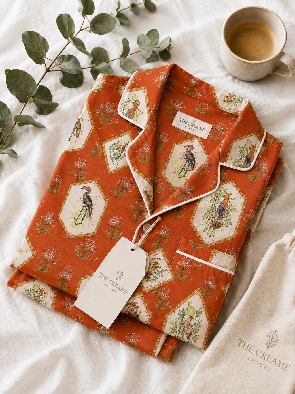 Luxury Lyocell Pajama Set | Vintage Print Soft Sleepwear | Long & Short Lounge Set