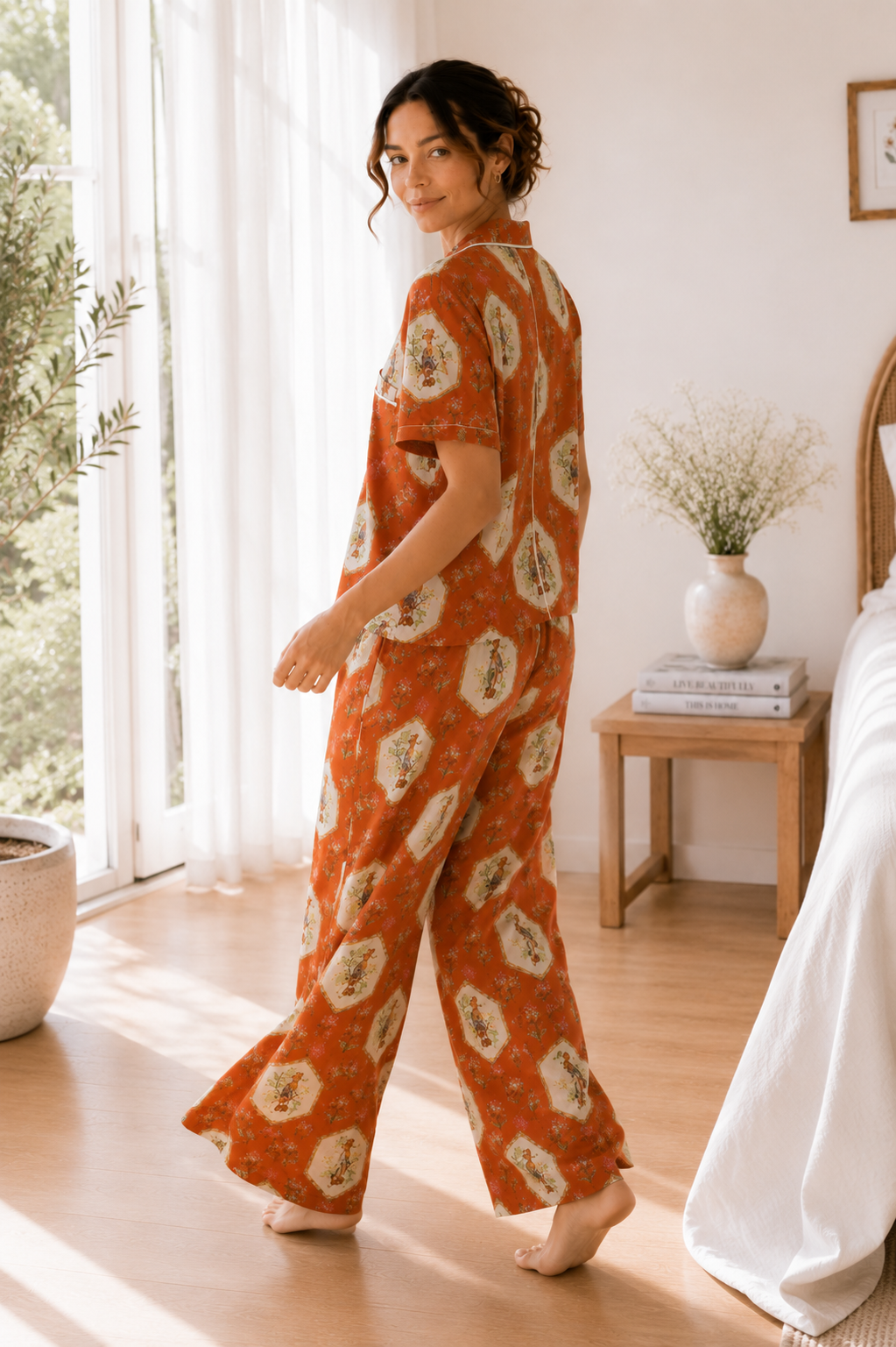 Luxury Lyocell Pajama Set | Vintage Print Soft Sleepwear | Long & Short Lounge Set
