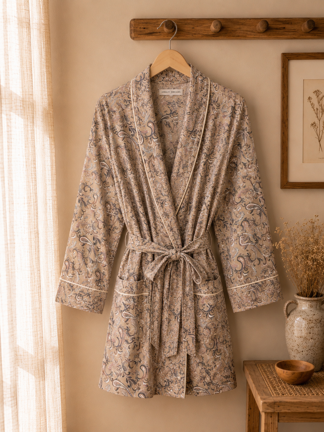 Paisley Lyocell Robe | Luxury Soft Sustainable Dressing Gown – Short & Long Length