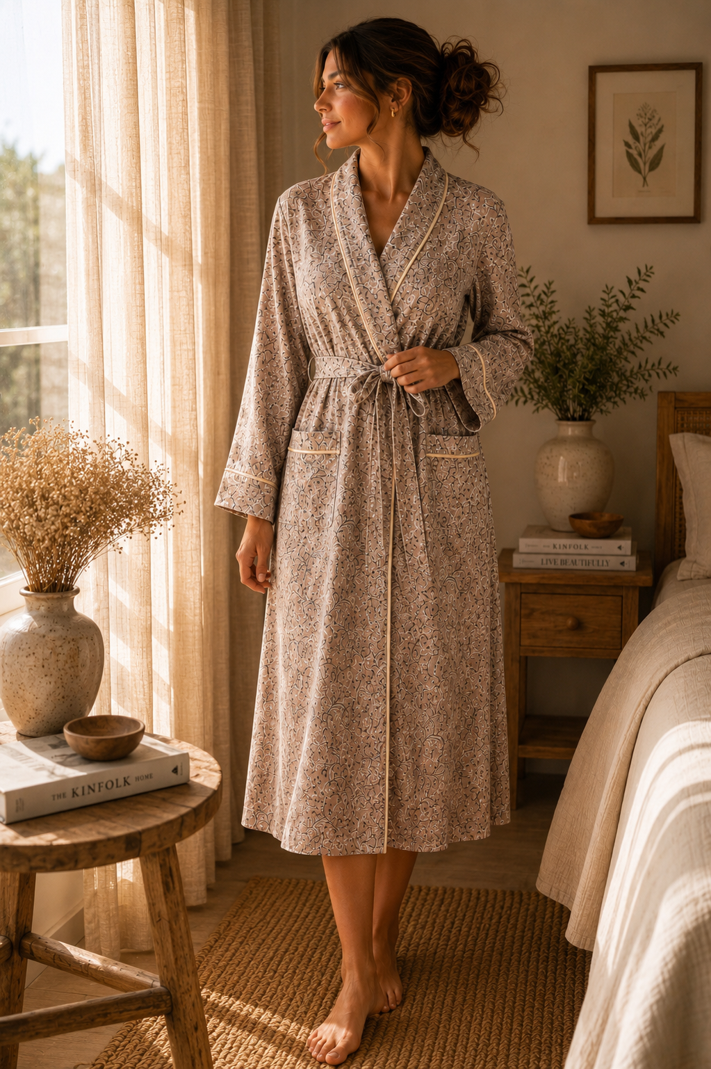 Paisley Lyocell Robe | Luxury Soft Sustainable Dressing Gown – Short & Long Length