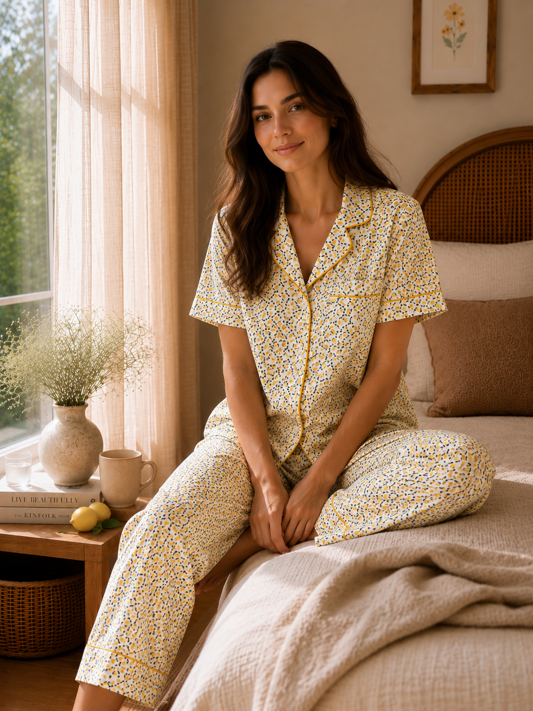 Women’s Floral Cotton Pajama Set | Lightweight Cotton Sleepwear | 6 Styles
