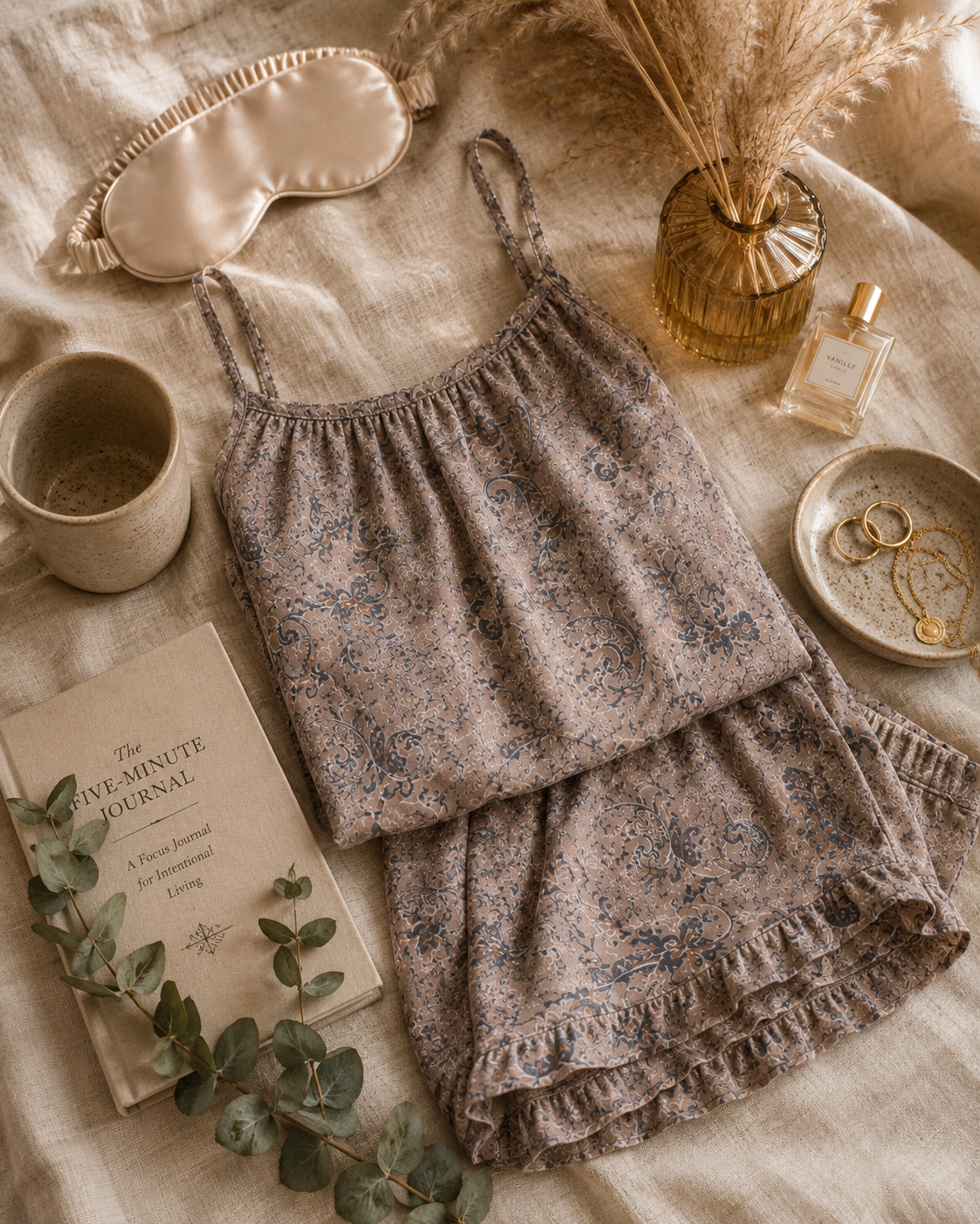 Luxury Paisley Lyocell Cami Shorts Set | Sustainable Soft Sleepwear & Lounge Set