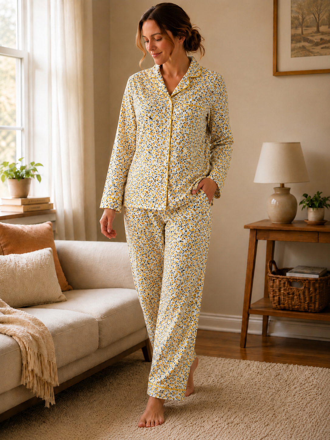 Women’s Floral Cotton Pajama Set | Lightweight Cotton Sleepwear | 6 Styles