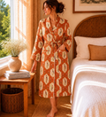 Luxury Lyocell Spa Robe | Silky Soft Sustainable Lounge Robe in Terracotta Botanical