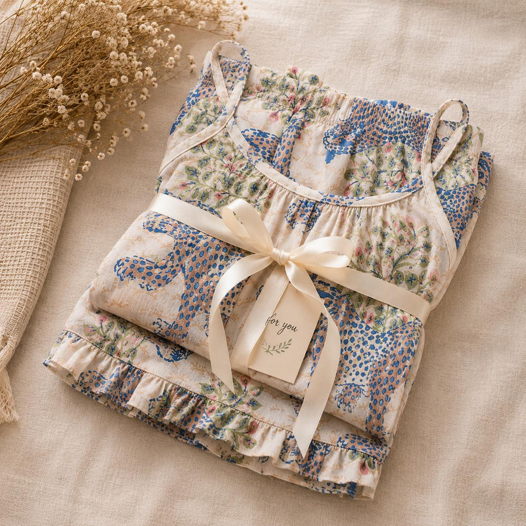 Luxury Lyocell Cami Shorts Set | Sustainable Women’s Sleepwear | Wide Strap & Ruffle Shorts Variants
