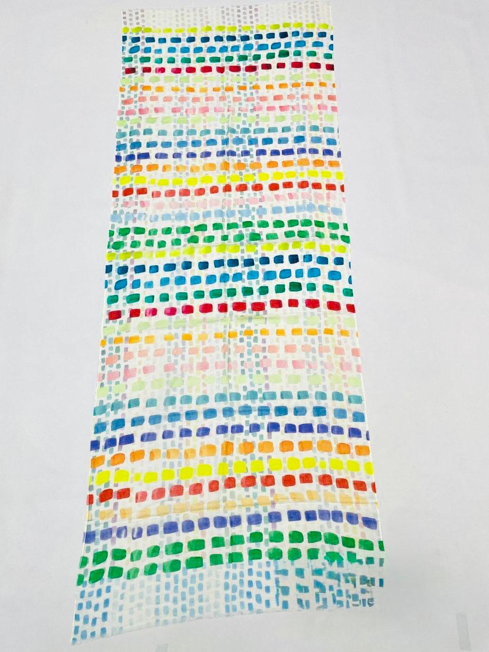 Watercolor Mosaic Cotton Scarf | Oversized 100 × 200 cm Multicolor Wrap