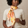 Luxury Rose Silk Scarf 90x90 cm | Peach Floral Square Silk Scarf
