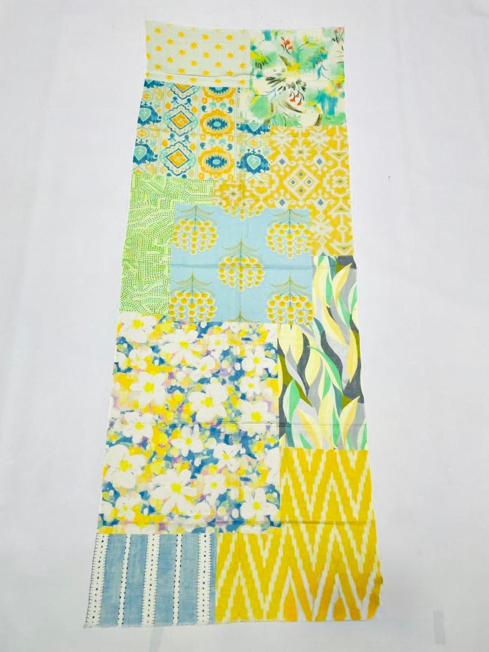 Botanical Patchwork Cotton Scarf | Oversized 100 × 200 cm Floral Wrap