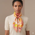 Luxury Rose Silk Scarf 90x90 cm | Blush Pink Floral Square Scarf