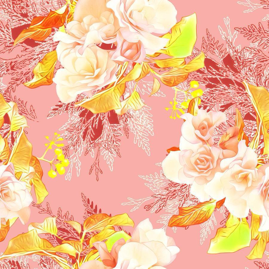 Luxury Rose Silk Scarf 90x90 cm | Blush Pink Floral Square Scarf
