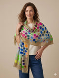 Watercolor Polka Dot Cotton Scarf | Oversized 100 × 200 cm Lightweight Wrap