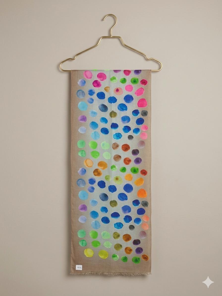 Watercolor Polka Dot Cotton Scarf | Oversized 100 × 200 cm Lightweight Wrap