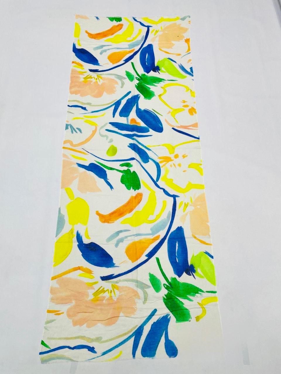 Abstract Floral Cotton Scarf 100 x 200 cm | Lightweight Oversized Botanical Wrap