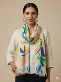 Abstract Floral Cotton Scarf 100 x 200 cm | Lightweight Oversized Botanical Wrap