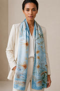 Luxury Botanical Silk Scarf 70x180 cm | Meadow Print Silk Wrap