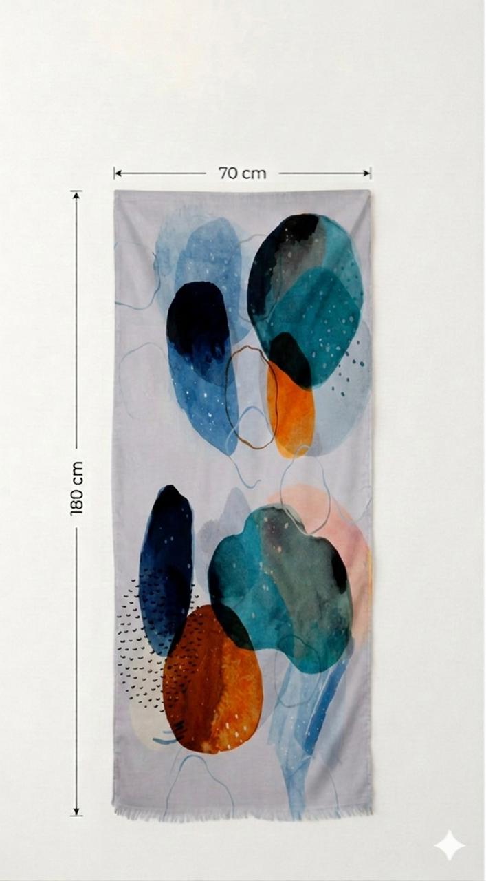 Luxury Abstract Silk Scarf 70x180 cm | Modern Art Silk Wrap