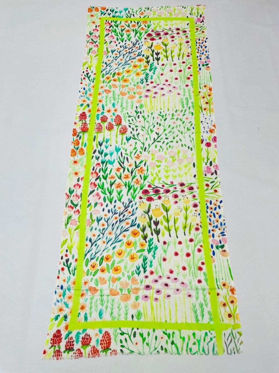 Wildflower Garden Cotton Scarf 100 x 200 cm | Oversized Botanical Lightweight Wrap