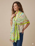 Wildflower Garden Cotton Scarf 100 x 200 cm | Oversized Botanical Lightweight Wrap