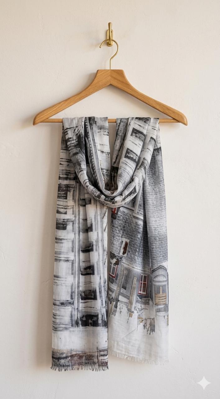 Paris Butterfly Silk Scarf 70x180 cm | Luxury Designer Silk Wrap