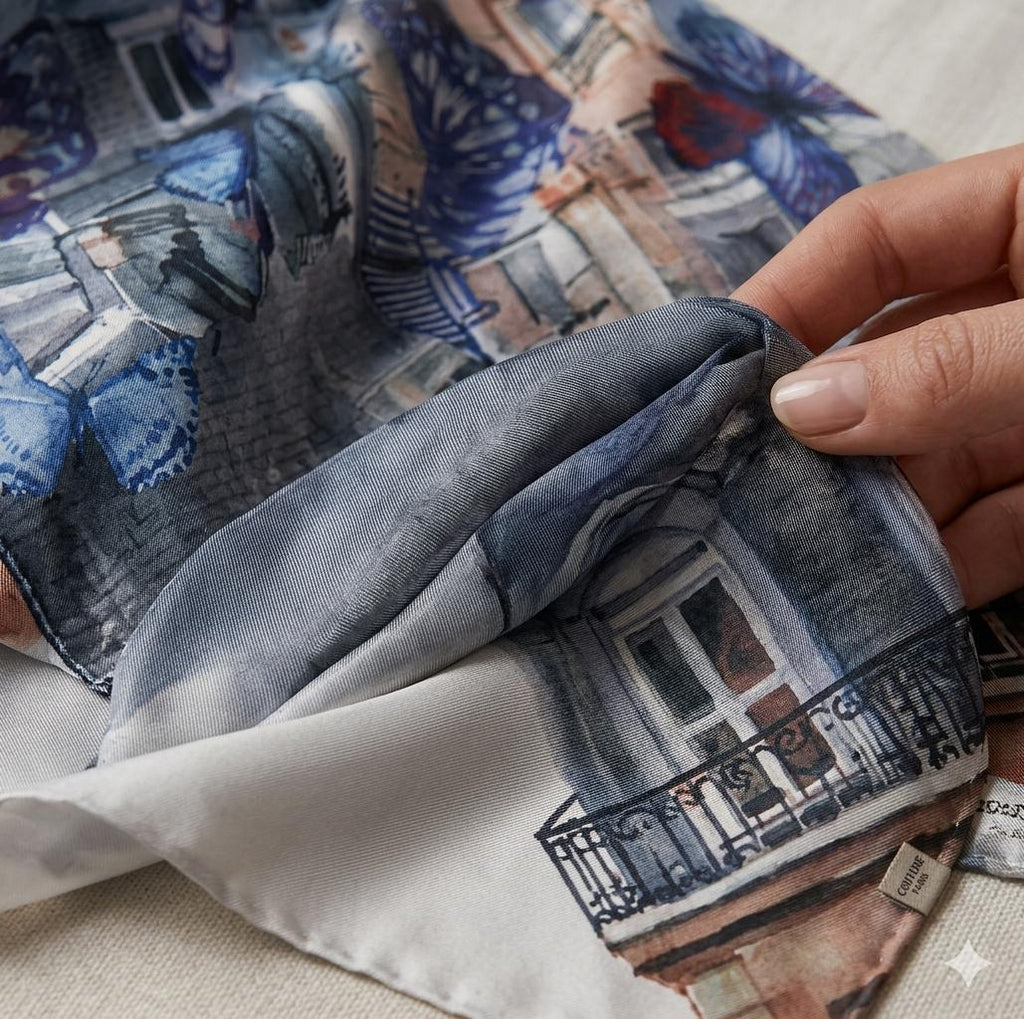 Paris Butterfly Silk Scarf 70x180 cm | Luxury Designer Silk Wrap