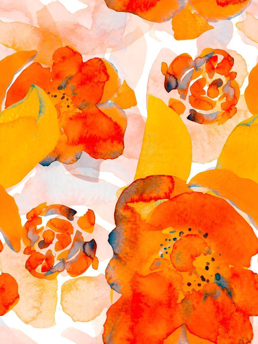 Serenca Silk Scarf 90 × 90 cm | Luxury Floral Square Scarf | Orange Rose Designer Silk Scarf