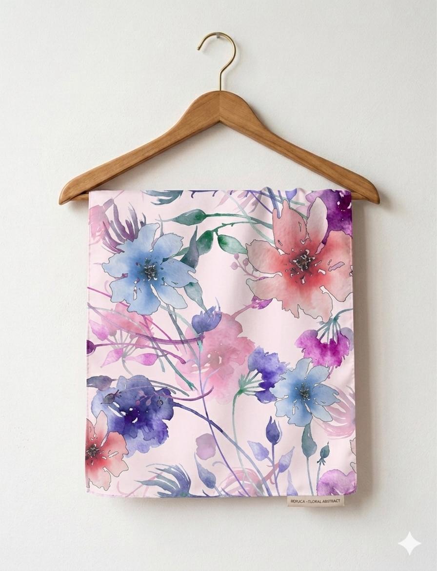 Luxury Floral Silk Scarf 90x90 cm | Women's Square Silk Neck Scarf