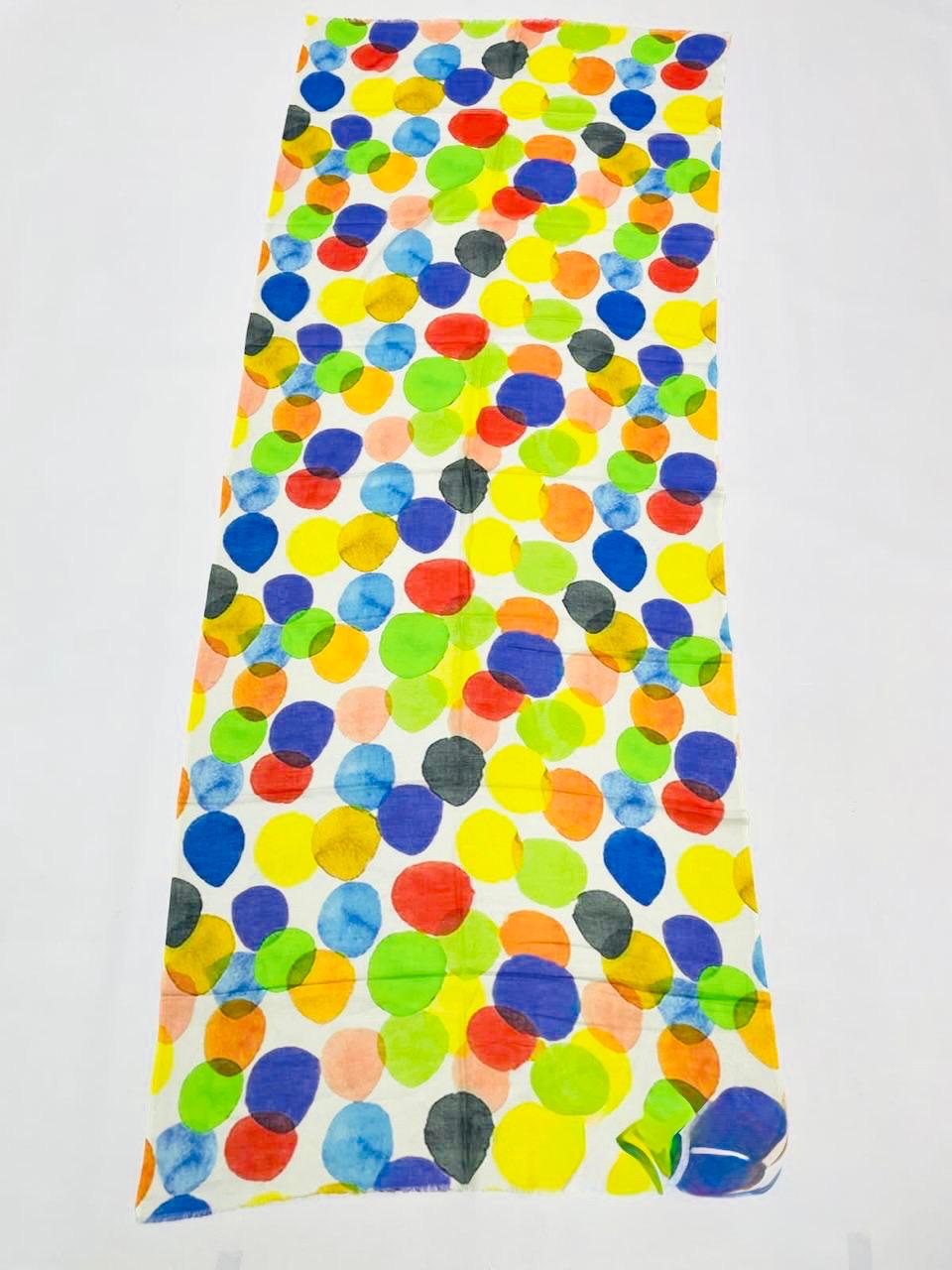 Watercolor Dot Cotton Scarf | Oversized 100 × 200 cm Lightweight Wrap