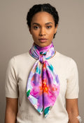 Luxury Pastel Floral Silk Scarf 90x90 cm | Women's Square Silk Scarf