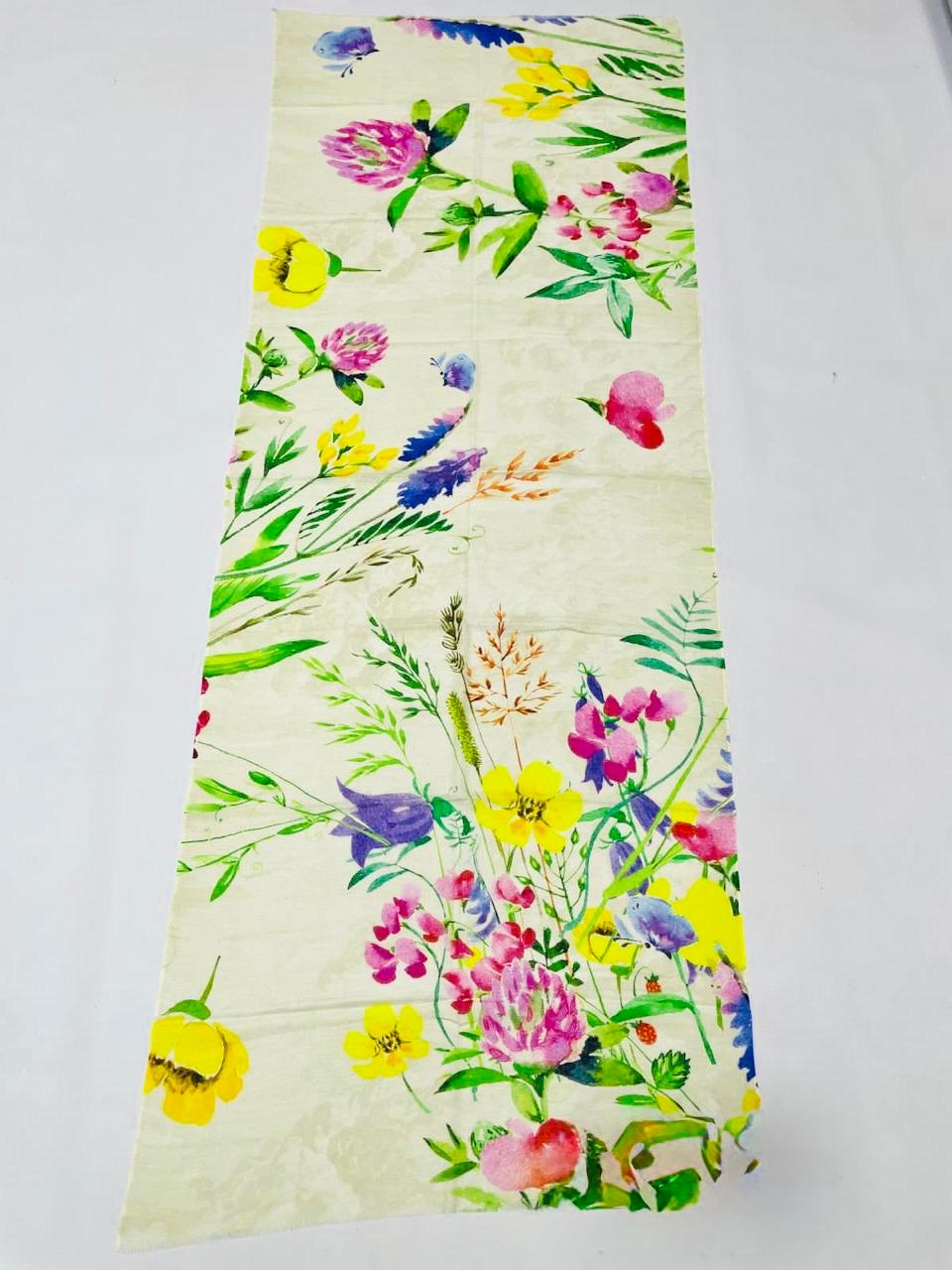 Wildflower Garden Cotton Scarf | 100 × 200 cm Botanical Floral Wrap