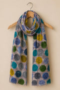 Watercolor Dot Cotton Scarf | Oversized 100 × 200 cm Wrap | Ocean Blue & Berry Plum