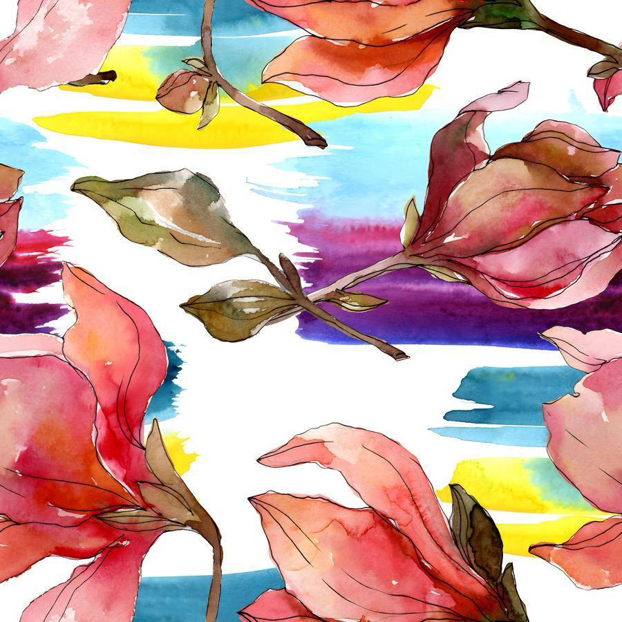 Luxury Magnolia Silk Scarf 90x90 cm | Watercolor Floral Square Scarf