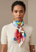 Luxury Magnolia Silk Scarf 90x90 cm | Watercolor Floral Square Scarf