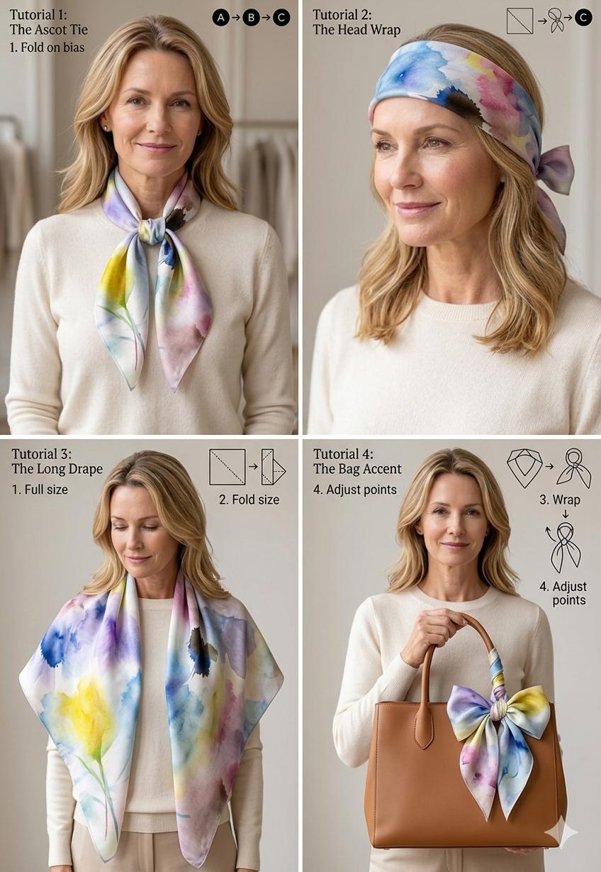 Luxury Pastel Watercolor Silk Scarf 90x90 cm | Women's Square Scarf