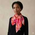 Luxury Pink Peony Silk Scarf 90x90 cm | Floral Square Silk Scarf