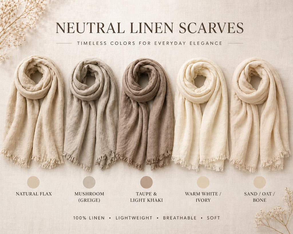 Neutral Linen Scarf Collection | 100% Linen Scarf | Natural Color Options