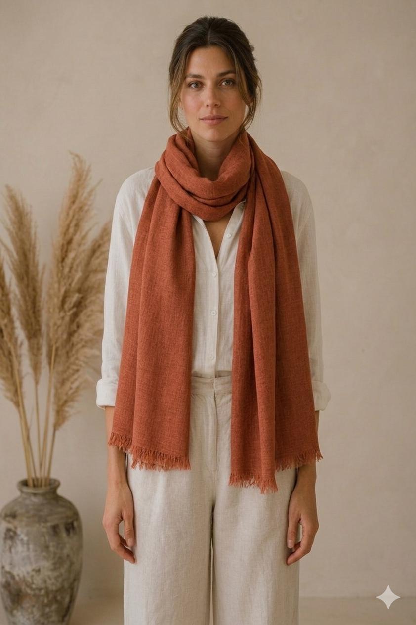 100% Linen Stole Collection | Lightweight Linen Scarves in Earth Tones