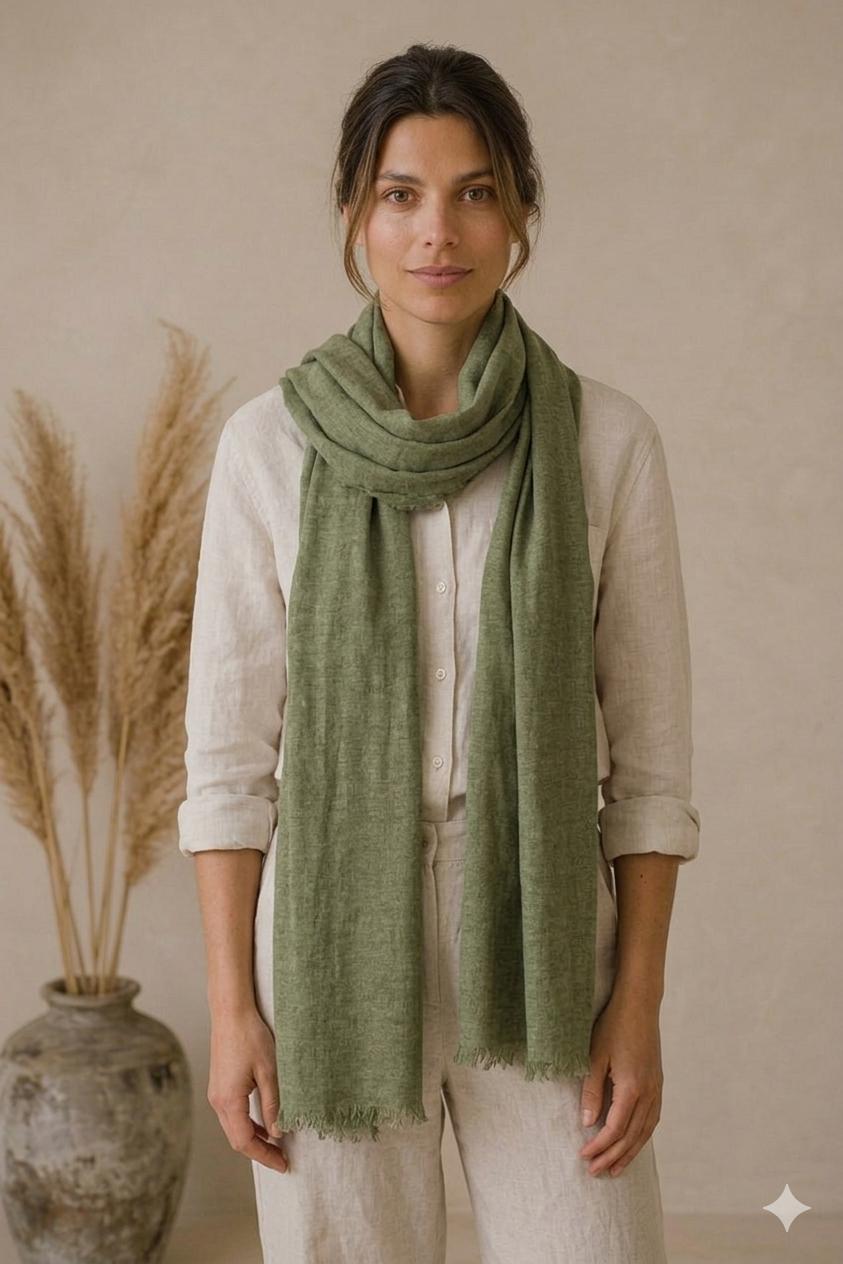 100% Linen Stole Collection | Lightweight Linen Scarves in Earth Tones