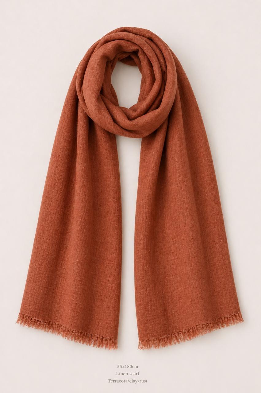 100% Linen Stole Collection | Lightweight Linen Scarves in Earth Tones