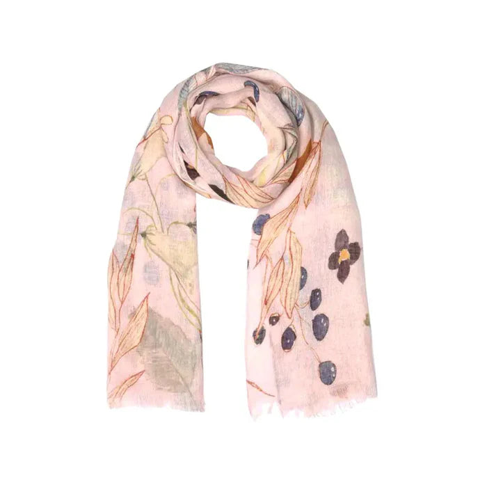 Wild Meadow Linen Stole | Botanical Linen Scarf | Lightweight Floral Wrap | 55 x 180 cm