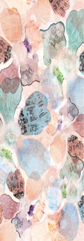 Abstract Watercolor Linen Scarf | Lightweight Linen Stole | Artistic Wrap | 55 x 180 cm