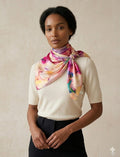 Pure Silk Square Scarf | Floral Watercolor Print | 90x90 cm