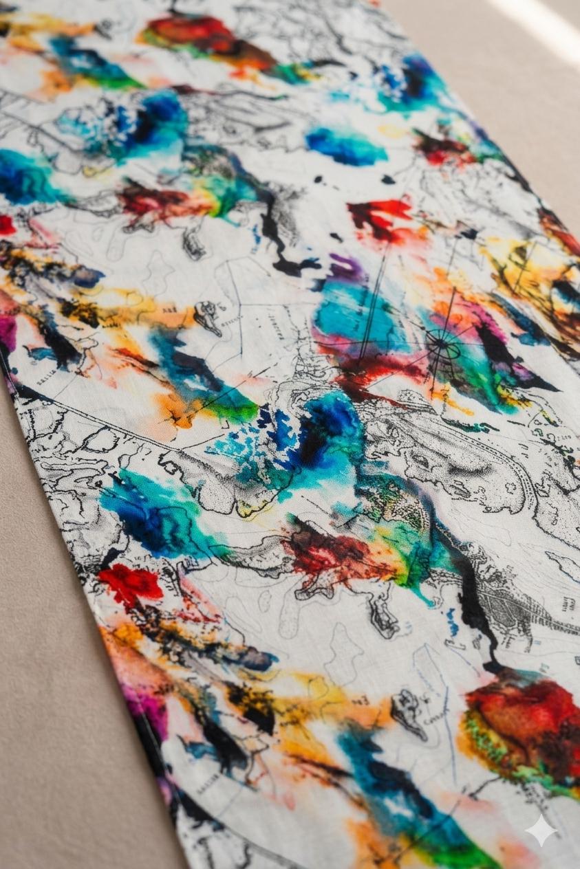 Premium Abstract Watercolor Cotton Scarf
