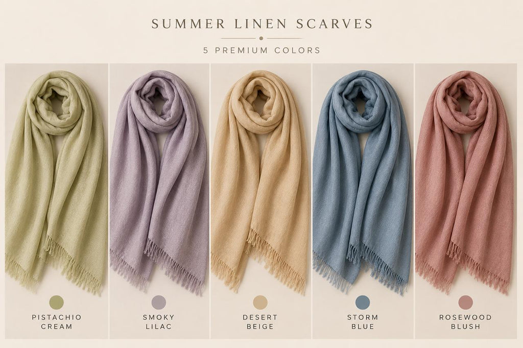 Premium Linen Stole Collection | 100% Linen Scarves | Lightweight Luxury Wraps | 5 Color Variants