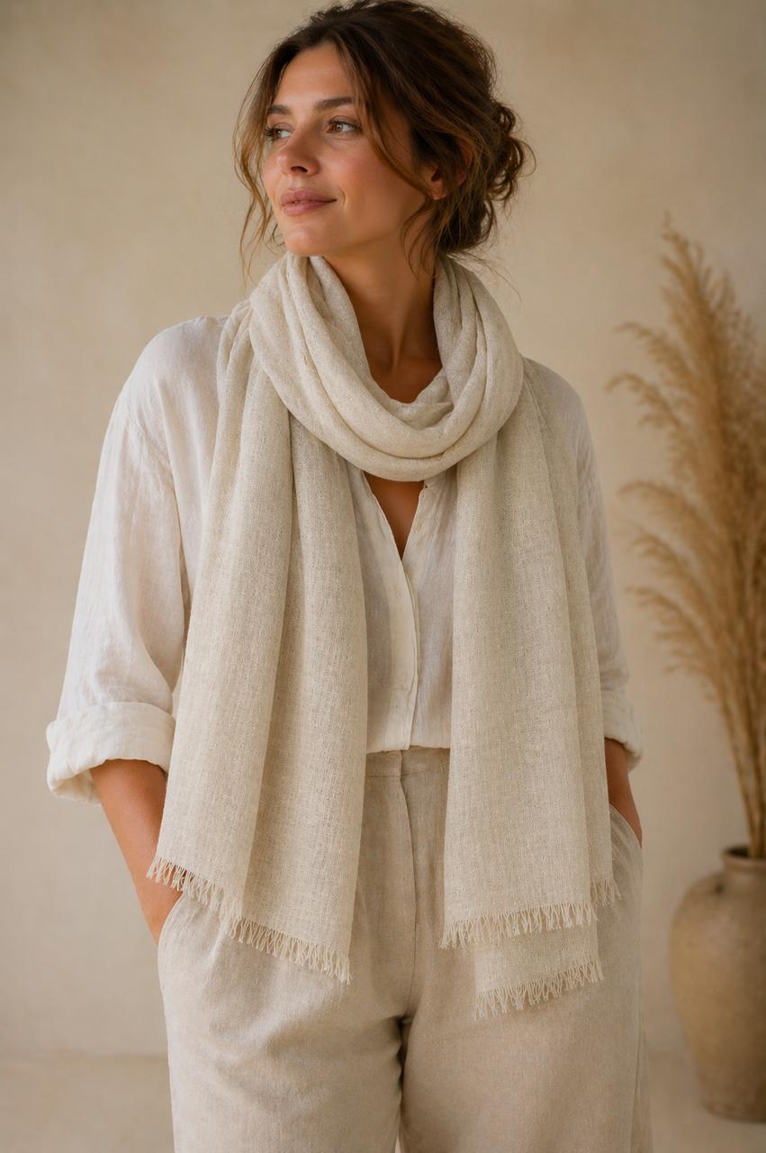 Neutral Linen Scarf Collection | 100% Linen Scarf | Natural Color Options