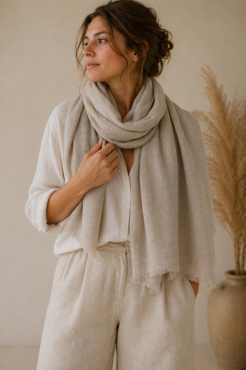 Neutral Linen Scarf Collection | 100% Linen Scarf | Natural Color Options