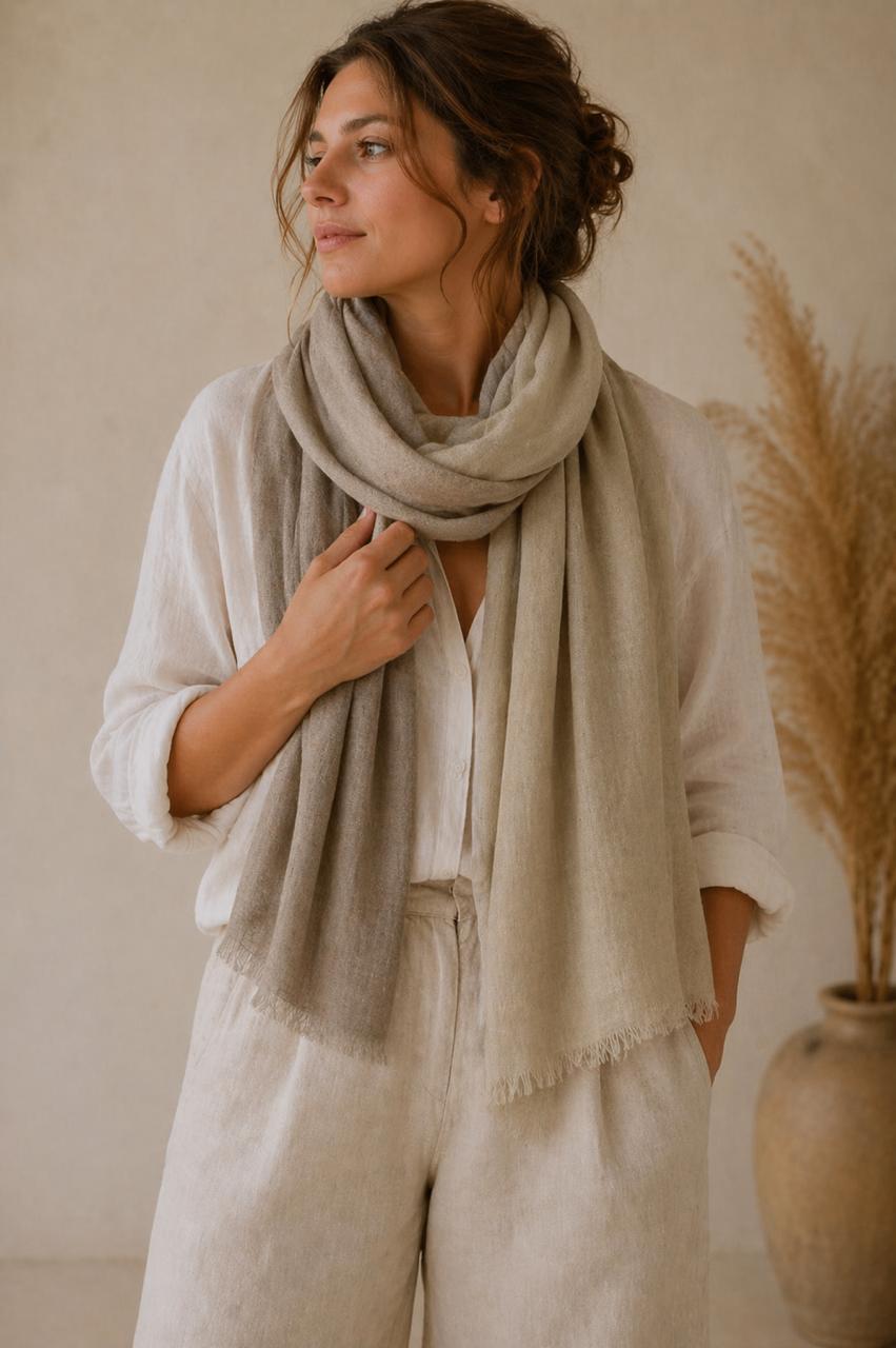 Neutral Linen Scarf Collection | 100% Linen Scarf | Natural Color Options