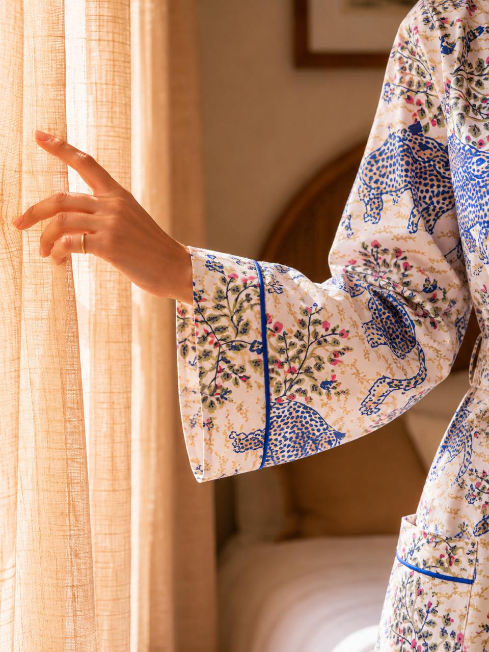 Leopard Vine Lyocell Robe | Sustainable Luxury Dressing Gown | Long & Short Robe Variants