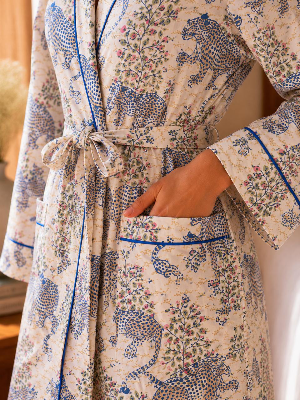 Leopard Vine Lyocell Robe | Sustainable Luxury Dressing Gown | Long & Short Robe Variants