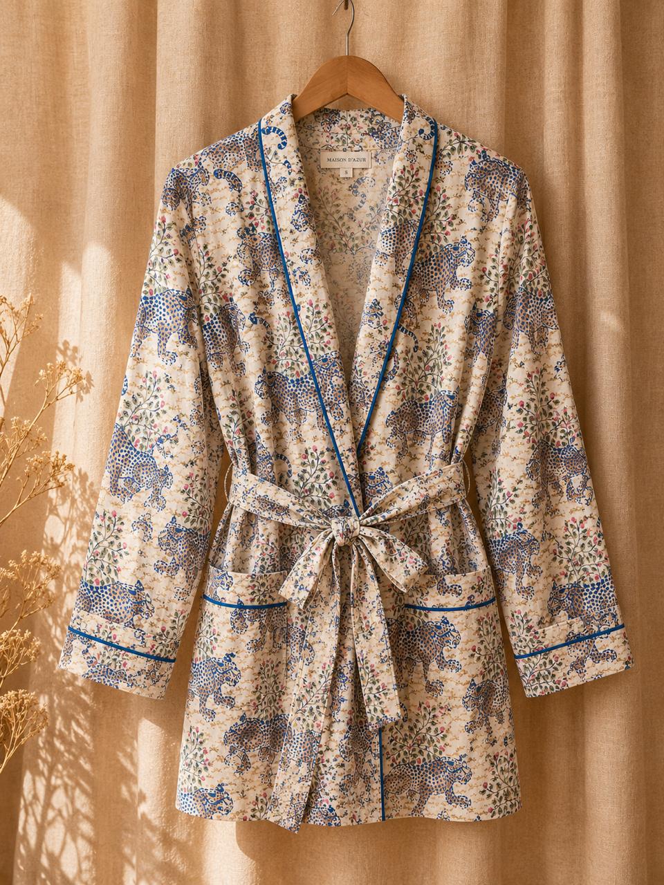 Leopard Vine Lyocell Robe | Sustainable Luxury Dressing Gown | Long & Short Robe Variants